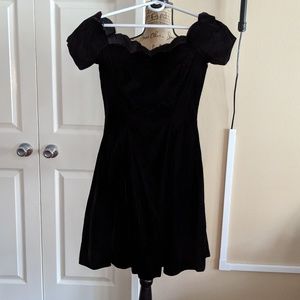 Vintage 90's Black Velvet Off Shoulder Dress
